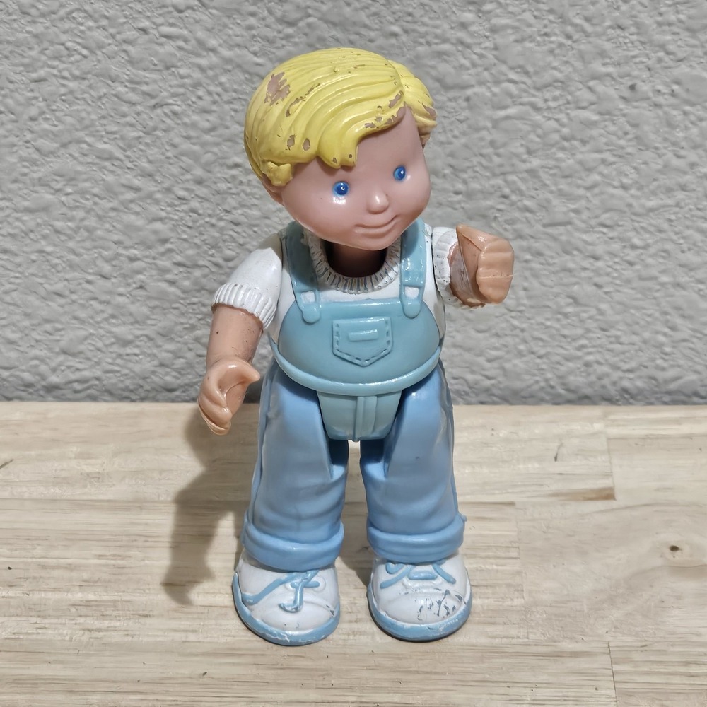 Fisher-Price Loving Family Doll Boy Brother Son Figure Toy Blue Overalls 1993
